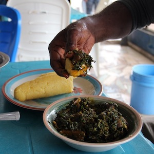 Eba and edikaikong is eaten by hand